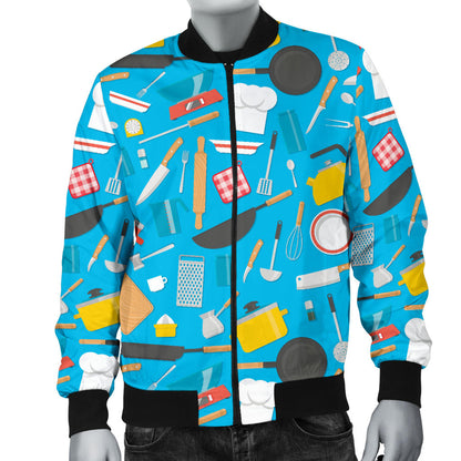 Cooking Kitchen Tools Pattern Print Design 03 Men Bomber Jacket