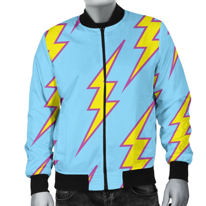 Lightning Thunder Pattern Print Design 02 Men Bomber Jacket
