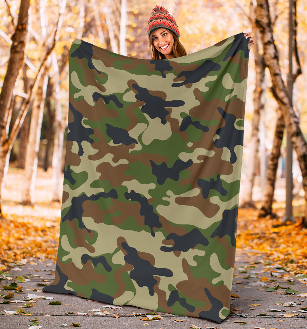 Army Camouflage Pattern Print Design 01 Premium Blanket