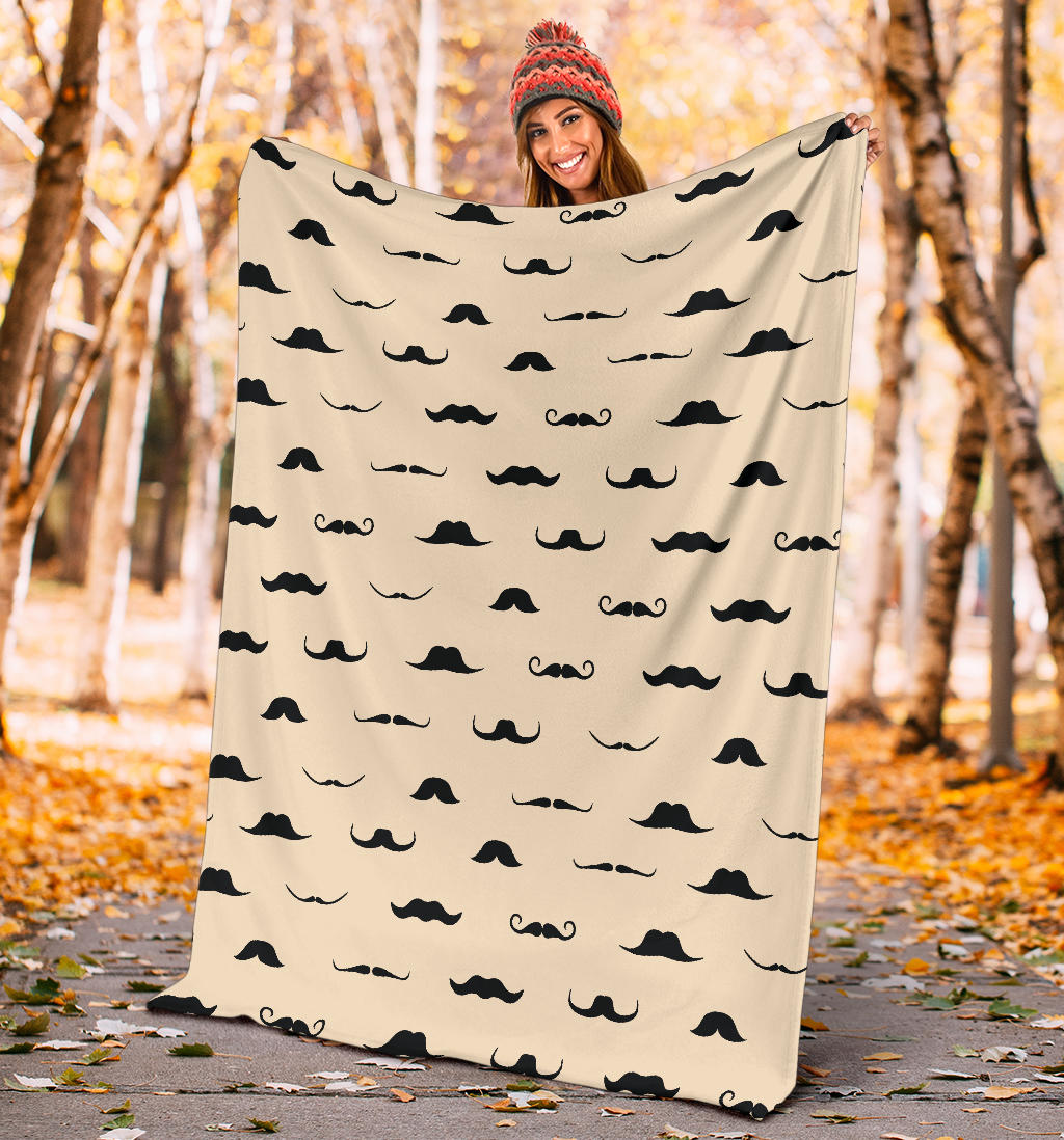 Mustache Pattern Print Design A03 Premium Blanket