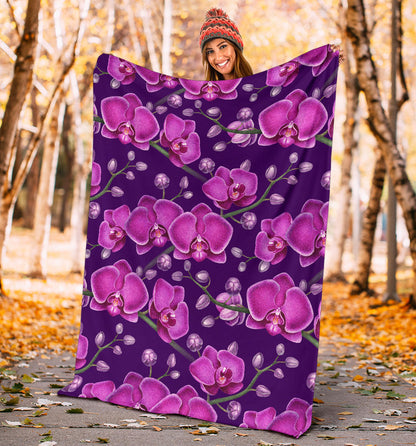 Orchid Pattern Print Design A03 Premium Blanket
