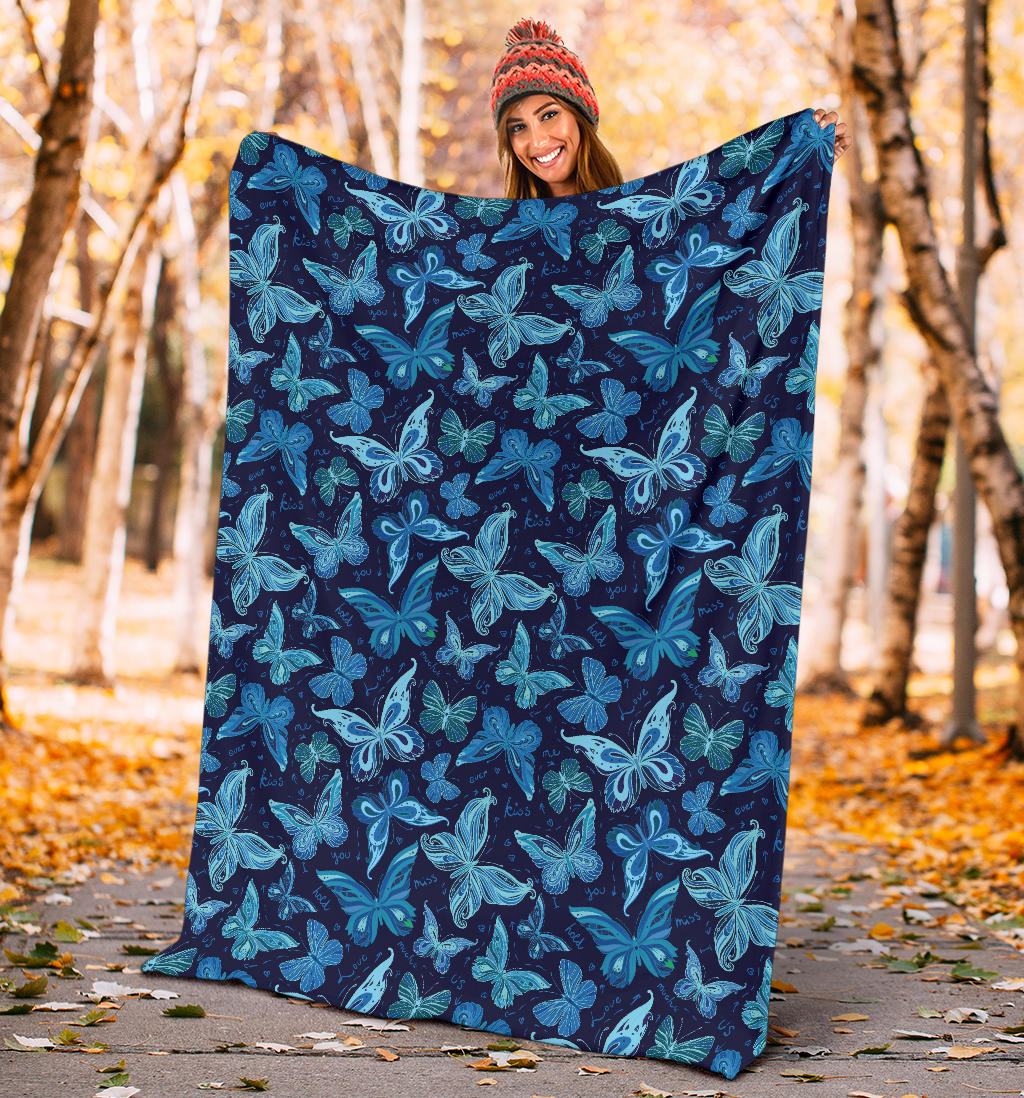 Butterfly Pattern Print Design 03 Premium Blanket