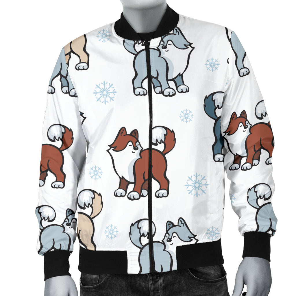 Alaskan Malamute Pattern Print Design 02 Men Bomber Jacket