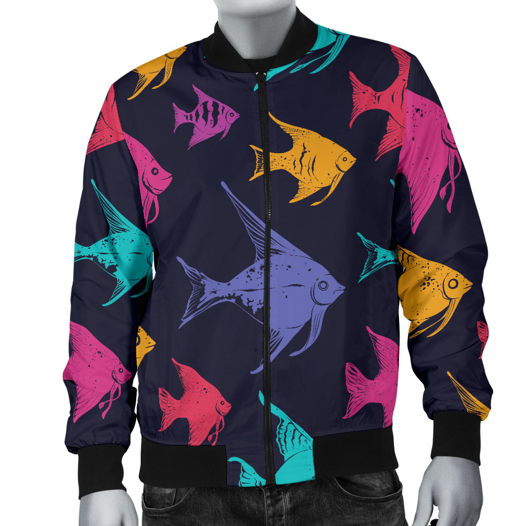 Angelfish Colorful Pattern Print Design 03 Men Bomber Jacket