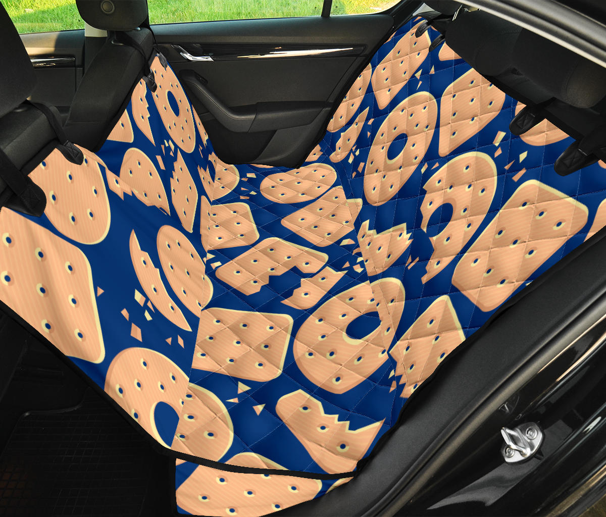Cracker Pattern Print Design 03 Rear Dog Car Seat Cover Hammock