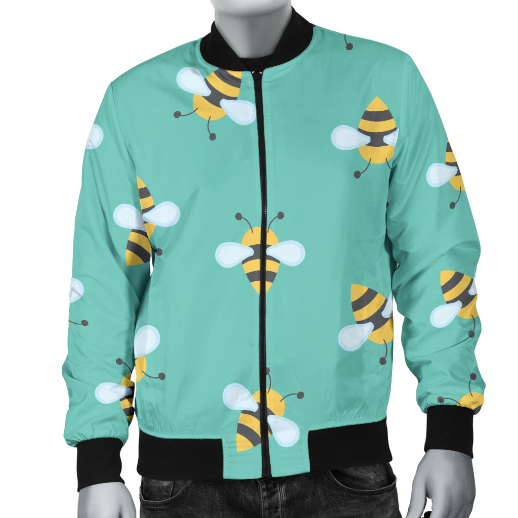 Bee Pattern Print Design 01 Men Bomber Jacket
