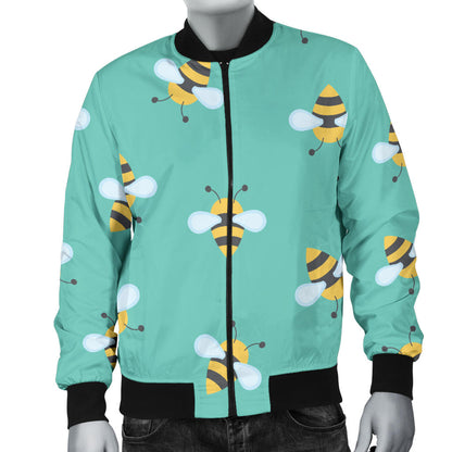 Bee Pattern Print Design 01 Men Bomber Jacket
