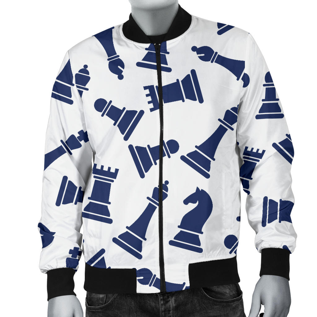 Chess Pattern Print Design 03 Men Bomber Jacket