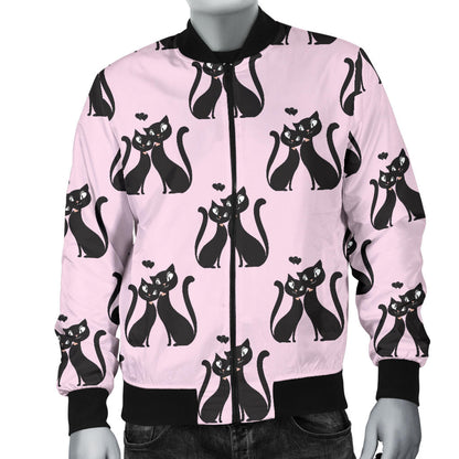 Black Cat Pattern Print Design 01 Men Bomber Jacket