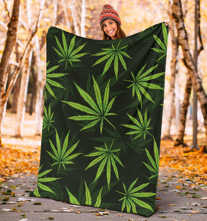 Pot Leaf Pattern Print Design A03 Premium Blanket