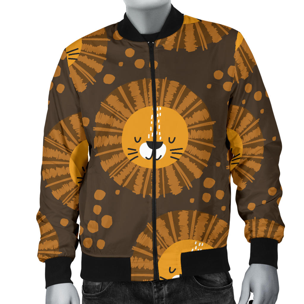 Lion Cartoon Pattern Print Design 01 Men Bomber Jacket