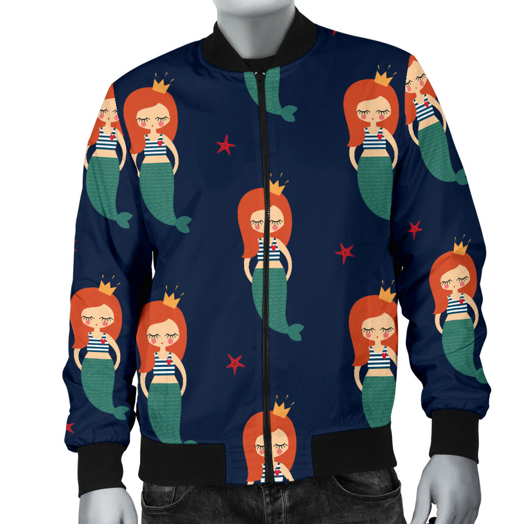 Mermaid Girl Pattern Print Design 01 Men Bomber Jacket
