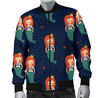 Mermaid Girl Pattern Print Design 01 Men Bomber Jacket