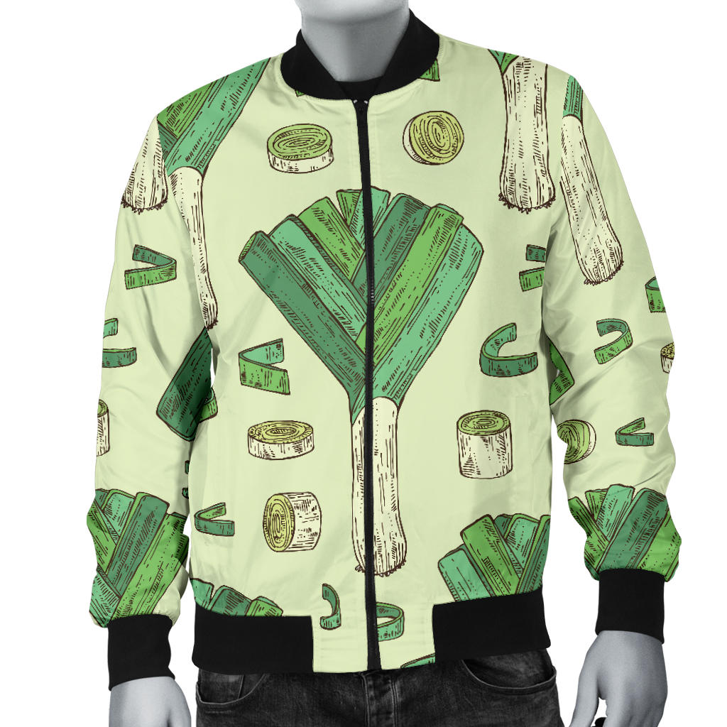 Leek Pattern Print Design 04 Men Bomber Jacket