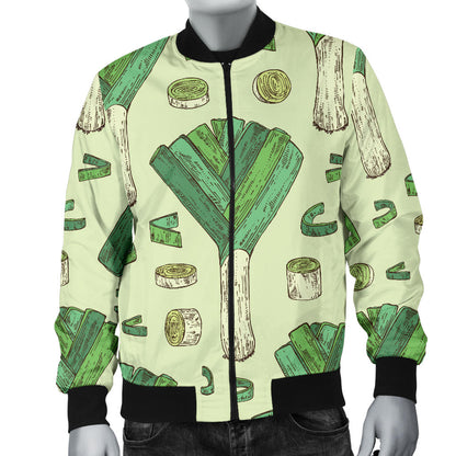 Leek Pattern Print Design 04 Men Bomber Jacket