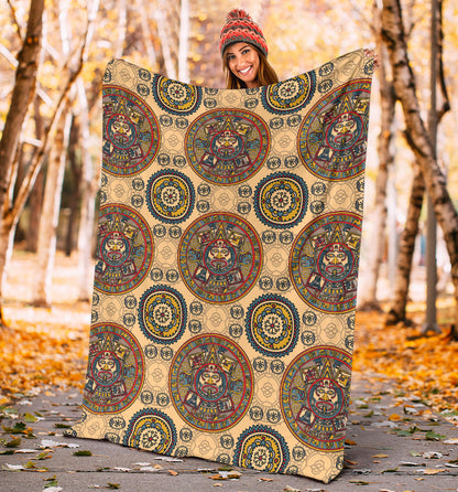 Calendar Aztec Pattern Print Design 02 Premium Blanket