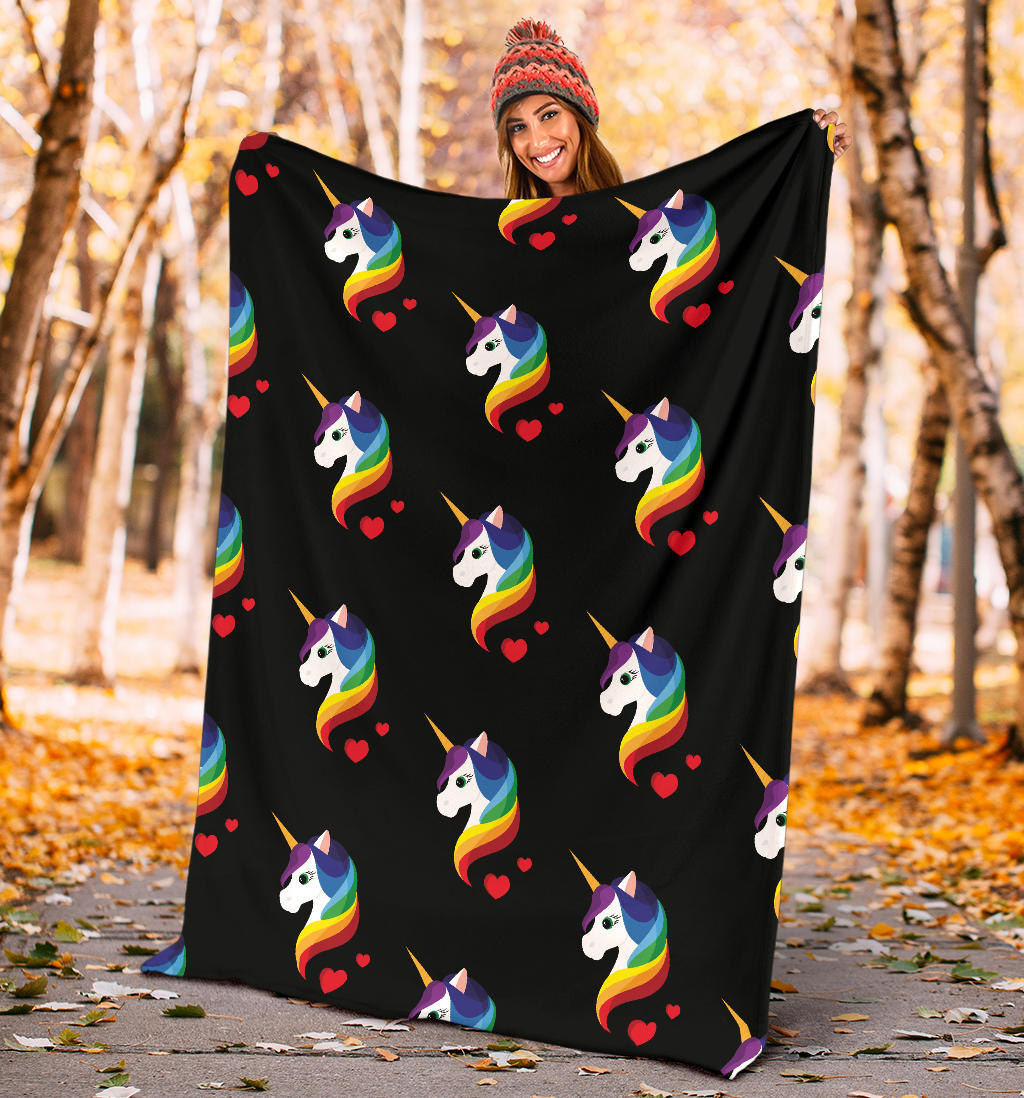 Rainbow Unicorn Pattern Print Design A03 Premium Blanket