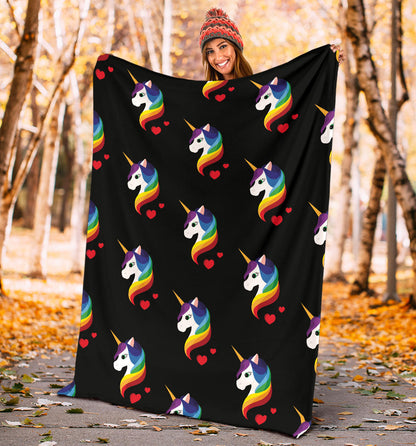 Rainbow Unicorn Pattern Print Design A03 Premium Blanket