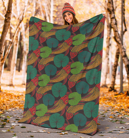 KOI Fish Pattern Print Design 01 Premium Blanket