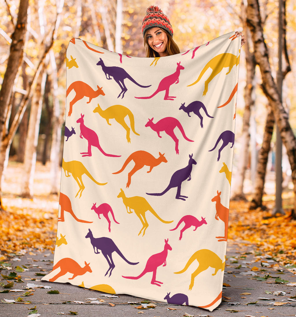 Kangaroos Pattern Print Design 01 Premium Blanket