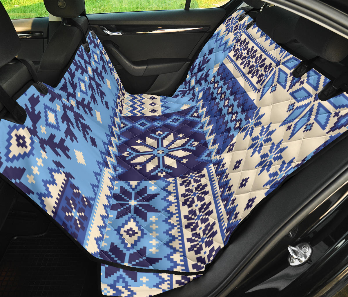 Nordic Pattern Print Design A04 Rear Dog Car Seat Cover Hammock