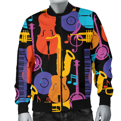 Jazz Pattern Print Design 03 Men Bomber Jacket