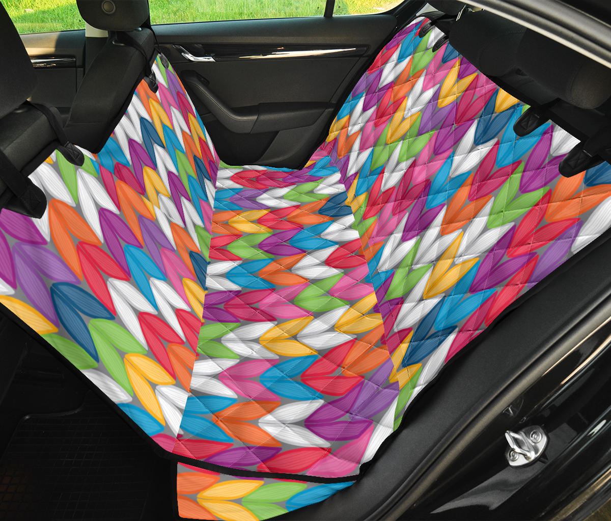Knit Pattern Print Design 01 Rear Dog Car Seat Cover Hammock