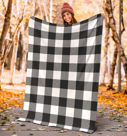 Buffalo check Black white Pattern Print Design 04 Premium Blanket