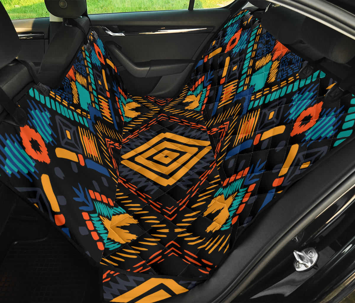 Kente Pattern Print Design 05 Rear Dog Car Seat Cover Hammock