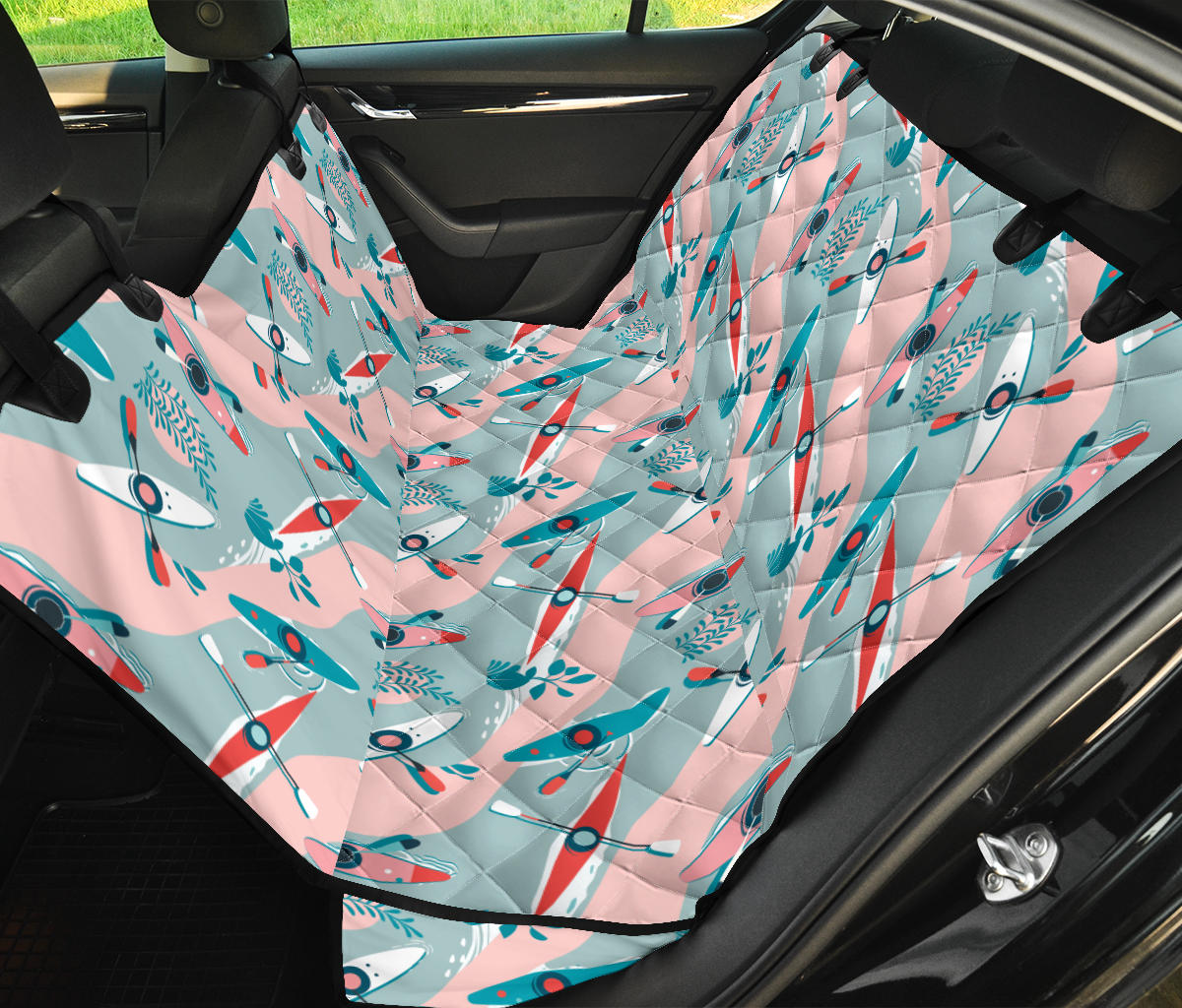 Kayak Pattern Print Design 05 Rear Dog Car Seat Cover Hammock