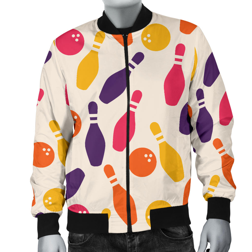 Bowling Pattern Print Design 06 Men Bomber Jacket