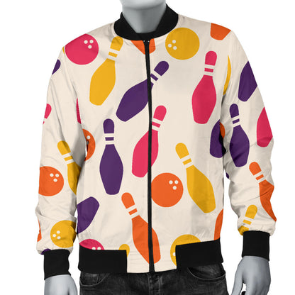 Bowling Pattern Print Design 06 Men Bomber Jacket