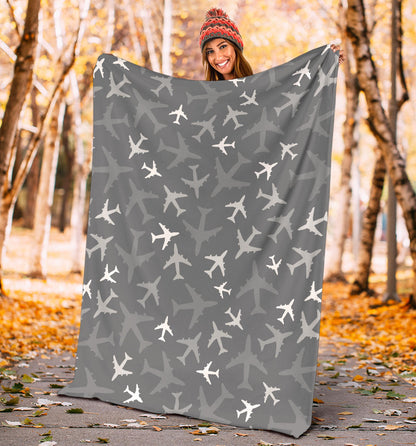 Airplane Pattern Print Design 02 Premium Blanket