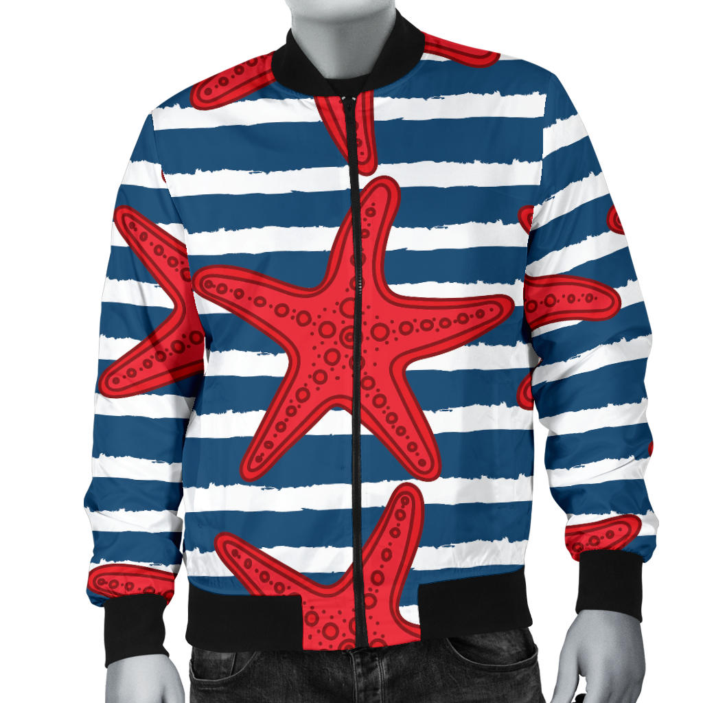 Starfish Red Pattern Print Design 02 Men Bomber Jacket