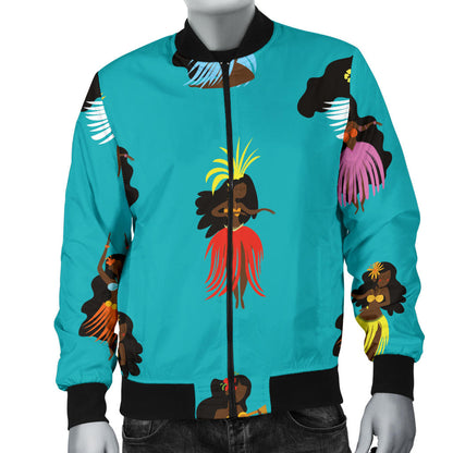 Hula Dancers Pattern Print Design 04 Men Bomber Jacket