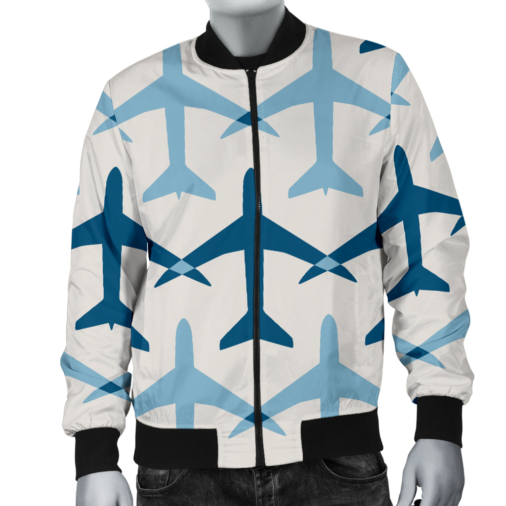Airplane Pattern Print Design 04 Men Bomber Jacket