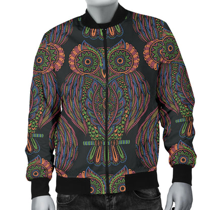 Owl Pattern Print Design A05 Men Bomber Jacket