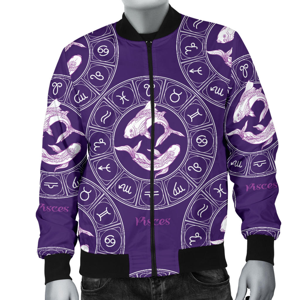 Pisces Pattern Print Design A02 Men Bomber Jacket