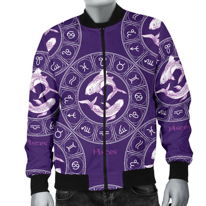 Pisces Pattern Print Design A02 Men Bomber Jacket