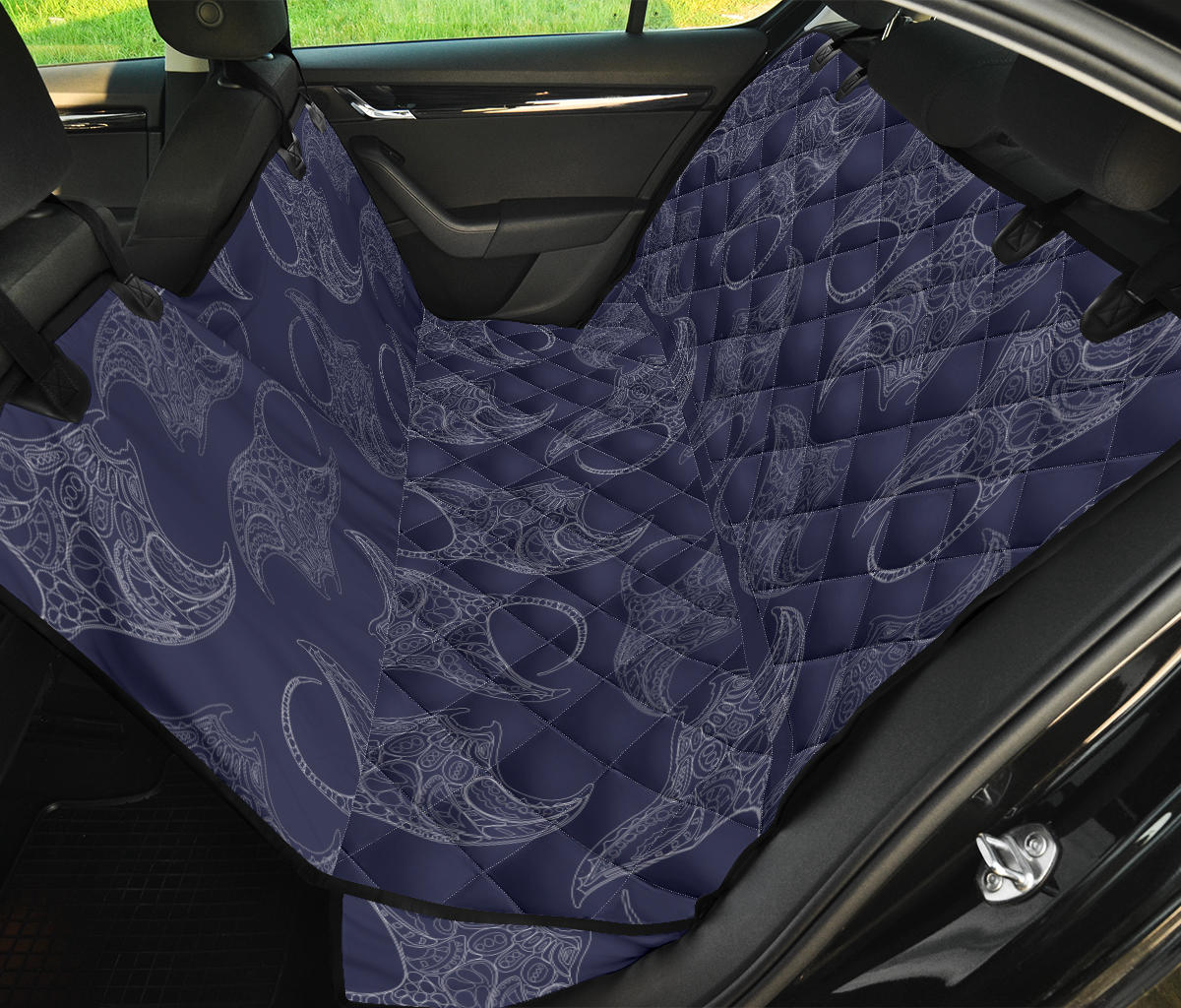 Manta Ray Pattern Print Design 01 Rear Dog Car Seat Cover Hammock