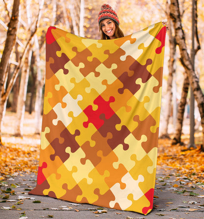 Puzzle Pattern Print Design A01 Premium Blanket