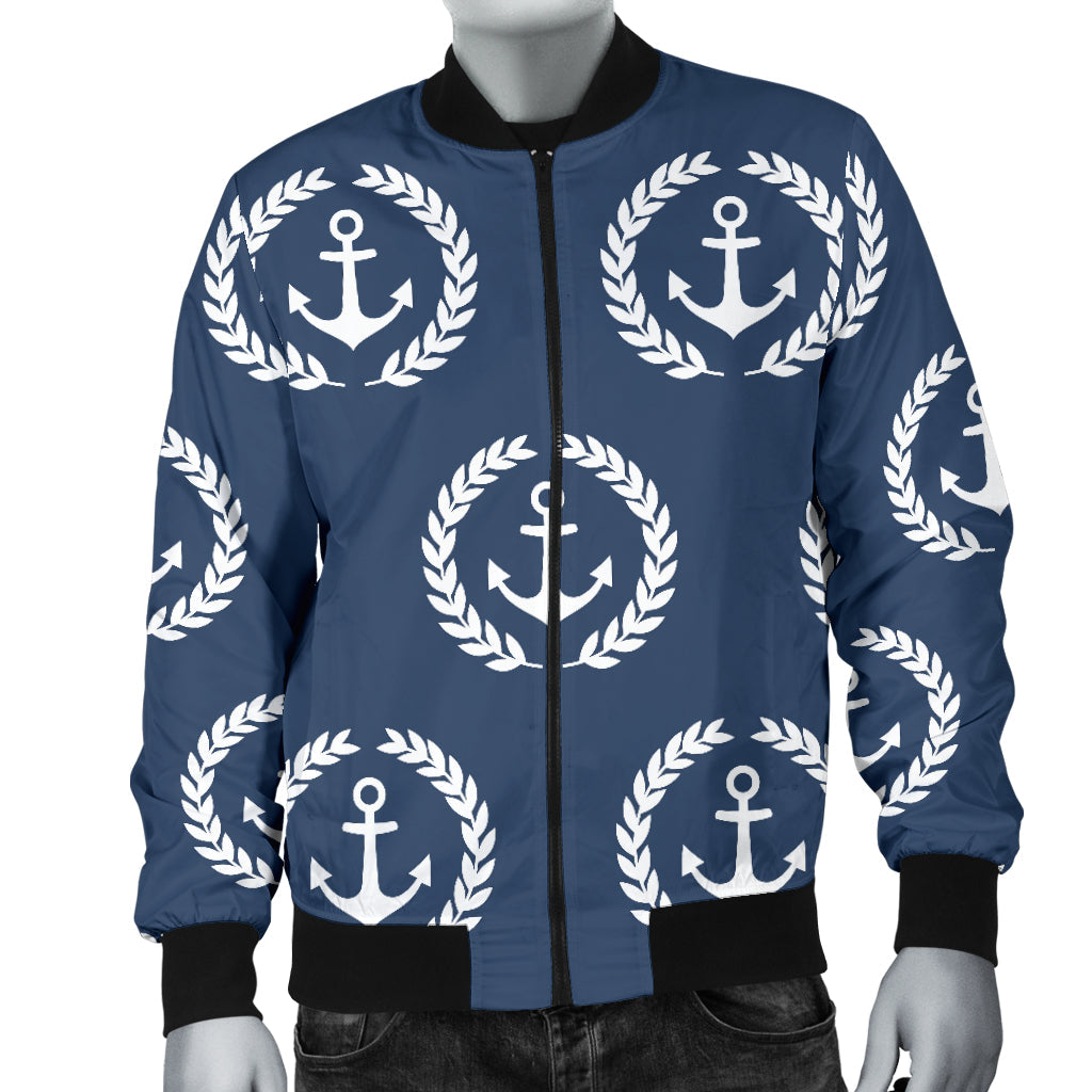 Anchor Pattern Print Design 04 Men Bomber Jacket
