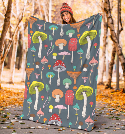 Mushroom Pattern Print Design A03 Premium Blanket