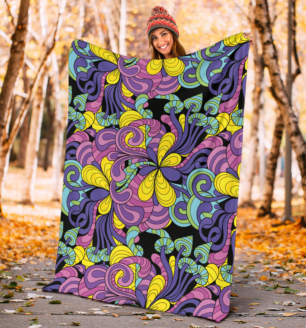 Psychedelic Pattern Print Design A04 Premium Blanket