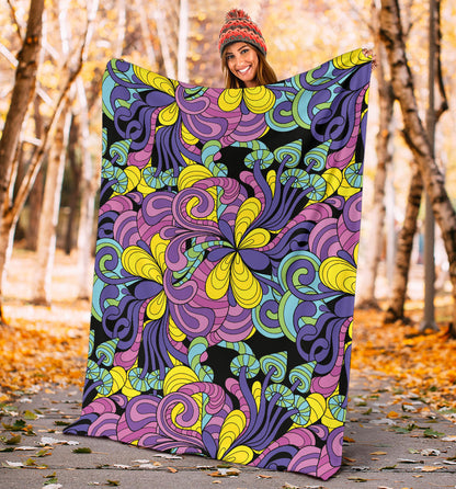 Psychedelic Pattern Print Design A04 Premium Blanket