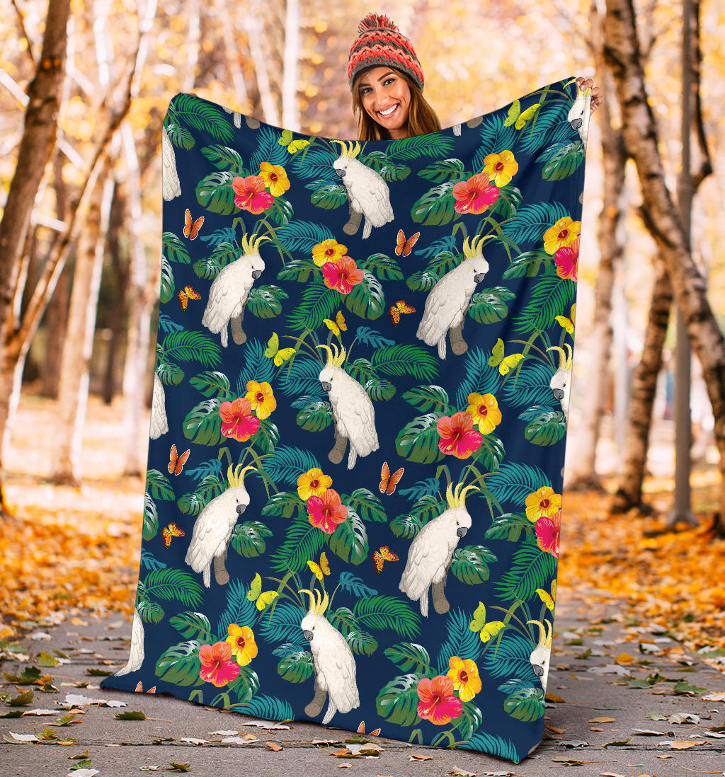 Cockatoo Tropical Pattern Print Design 02 Premium Blanket
