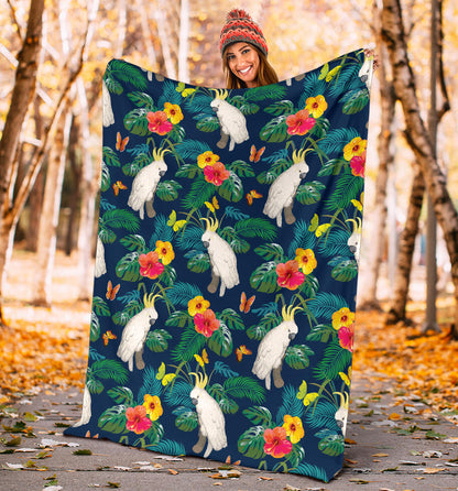 Cockatoo Tropical Pattern Print Design 02 Premium Blanket