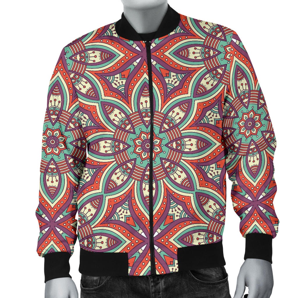 Bohemian Pattern Print Design 03 Men Bomber Jacket
