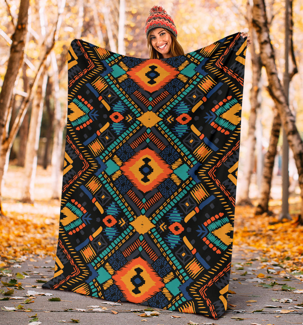 Kente Pattern Print Design 04 Premium Blanket