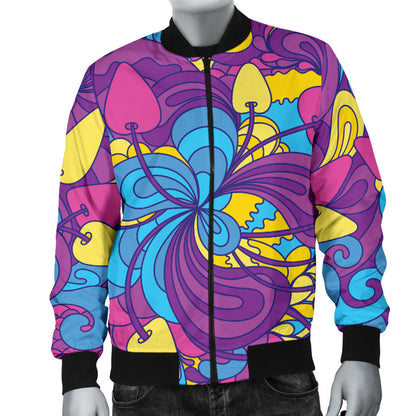 Psychedelic Mushroom Pattern Print Design A03 Men Bomber Jacket